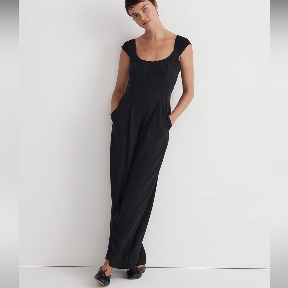 Madewell Cap-Sleeve Crop Wide-Leg Jumpsuit - Picture 1 of 4